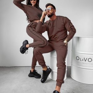 Komplet damski OLAVOGA MATCHY dresowy brązowy - obrazek 1