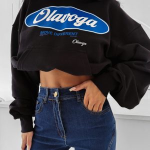 Bluza damska z kapturem  AUTUMN MUSE OLAVOGA czarna - obrazek 1