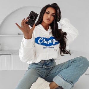 Bluza damska z kapturem  AUTUMN MUSE OLAVOGA ecru - obrazek 1