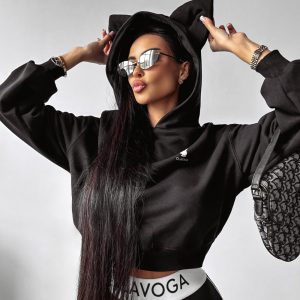 Legginsy dopasowane OLAVOGA PATIA z logowanym pasem czarne - obrazek 4