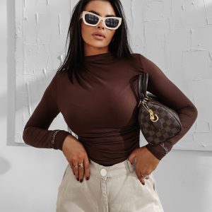 Bluzka damska OLAVOGA NERELIA czekoladowa - obrazek 1