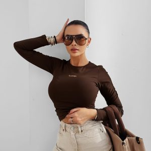 Bluzka damska OLAVOGA SIMBI czekoladowa - obrazek 1