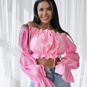 Bluzka top hiszpanka TALISKER OLAVOGA różowa - obrazek 1