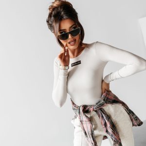 Body z długim rękawem klasyczne CUERPO OLAVOGA szare - obrazek 1