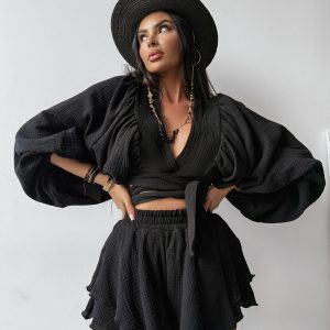 Komplet muślinowy NEGRONI OLAVOGA czarny - obrazek 1