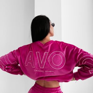 Komplet damski OLAVOGA VELVET ASH amarantowy - obrazek 1