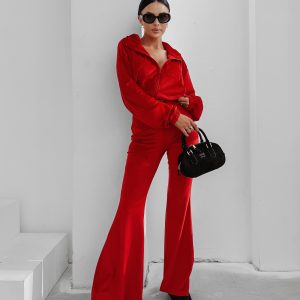 Komplet damski OLAVOGA VELVET WOOD czerwony - obrazek 1