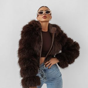 Kurtka damska OLAVOGA LANIKA czekoladowa - obrazek 1