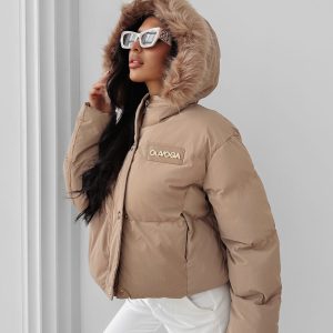 Kurtka damska OLAVOGA PUFY beżowa - obrazek 1