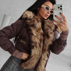 Kurtka damska OLAVOGA RAURE czekoladowa - obrazek 1