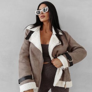 Kożuszek damski OLAVOGA SIIN beżowy - obrazek 1