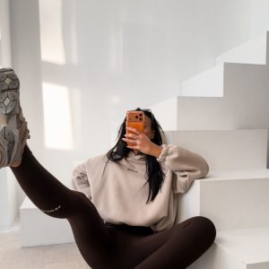 Legginsy damskie OLAVOGA FLEXIBLE brązowe - obrazek 2