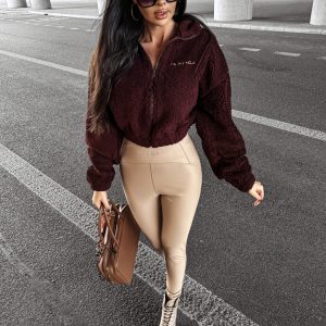 Legginsy woskowane MAGE OLAVOGA beżowe - obrazek 1