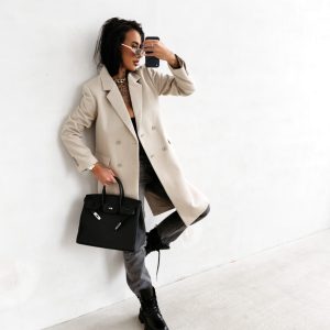 Płaszcz damski OLAVOGA FONAJ beżowy - obrazek 1