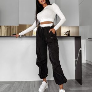 Spodnie cargo ACORN OLAVOGA czarne - obrazek 1