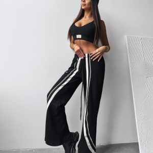 Spodnie casual z wysokim stanem SIIA OLAVOGA czarne - obrazek 1