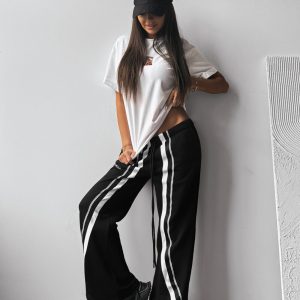 Spodnie casual z wysokim stanem SIIA OLAVOGA czarne - obrazek 2