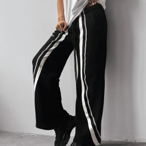 Spodnie casual z wysokim stanem SIIA OLAVOGA czarne - obrazek 3