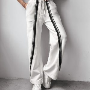 Spodnie casual z wysokim stanem SIIA OLAVOGA ecru - obrazek 2