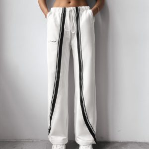 Spodnie casual z wysokim stanem SIIA OLAVOGA ecru - obrazek 3