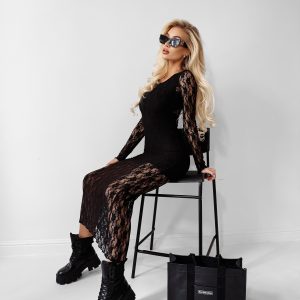 Sukienka koronkowa OLAVOGA DARK SPICE czarna - obrazek 1